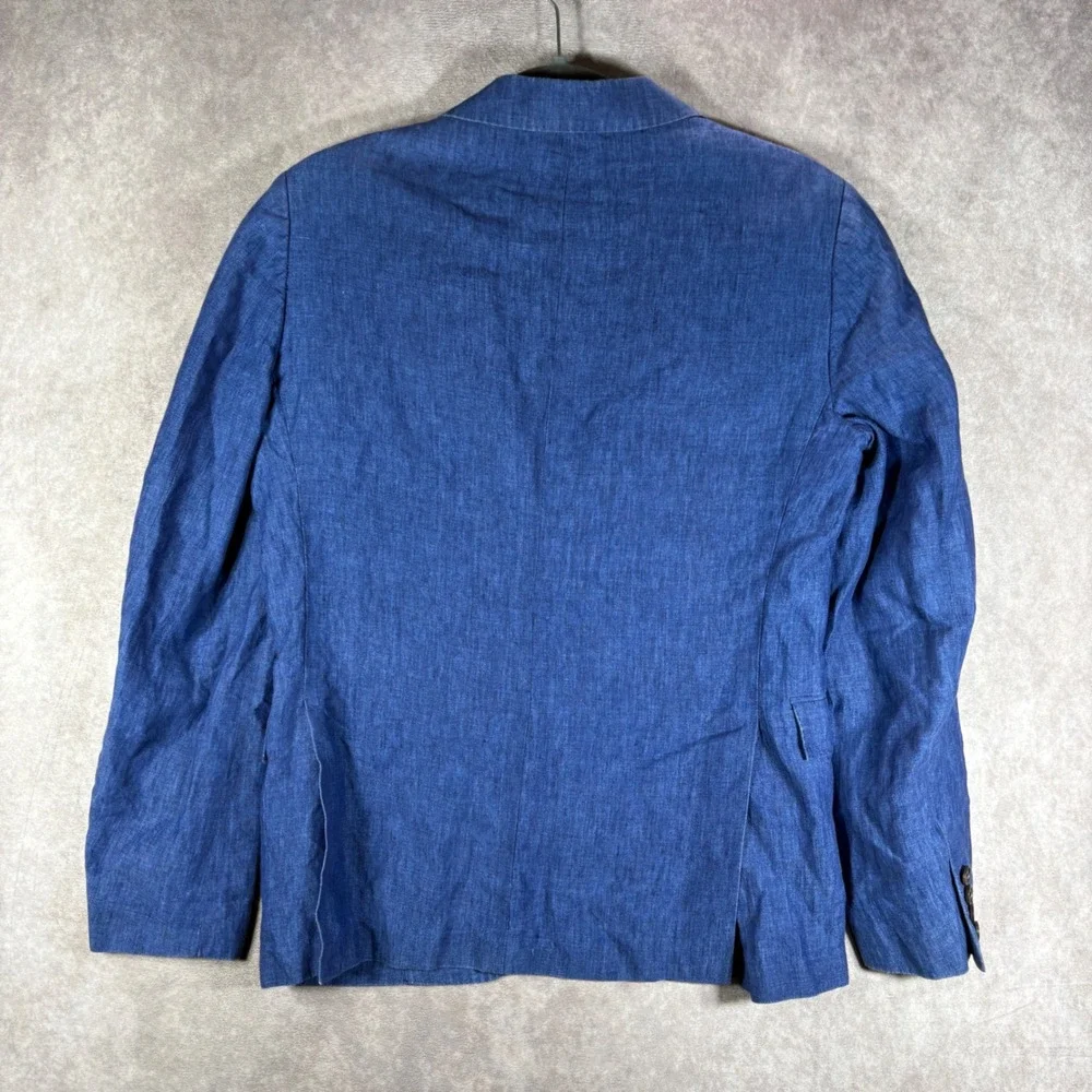 Brooks Brothers Red Fleece Linen Sport Coat Blazer Mens 36S Blue 2-Button Preppy